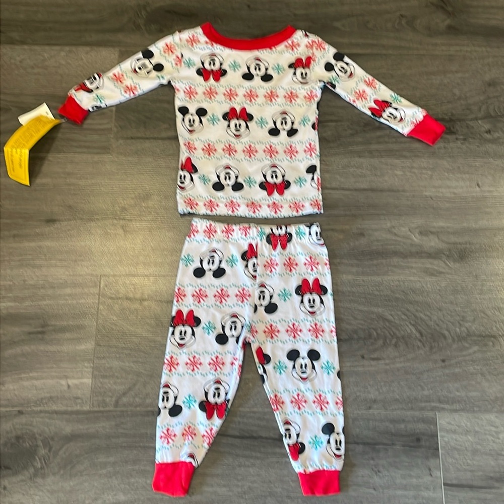 DISNEY Mickey & Minnie Mouse Christmas Holiday PJs 2pc Set size 18 months